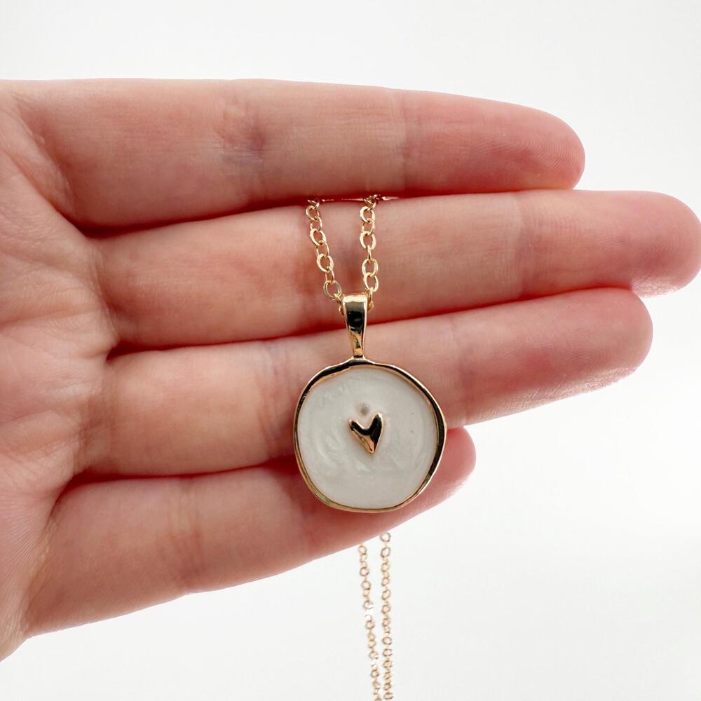 White Heart Necklace, Heart Necklace, Heart Love Necklace, Valentine's Day Gift